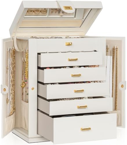 AKOZLIN 6-Tier Jewelry Box Organizer 5 Drawers Storage XXL White by AKOZLIN