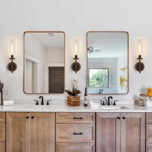 MOKATNG Wall Sconces Set of Two, Oil-Rubbed Bronze Bathroom Sconces with Clear Glass, Hardwired Sconces Wall Decor Set of 2, Modern Wall Light Fixtures for Bathroom Mirror Living Room Bedroom Hallway - Image 4
