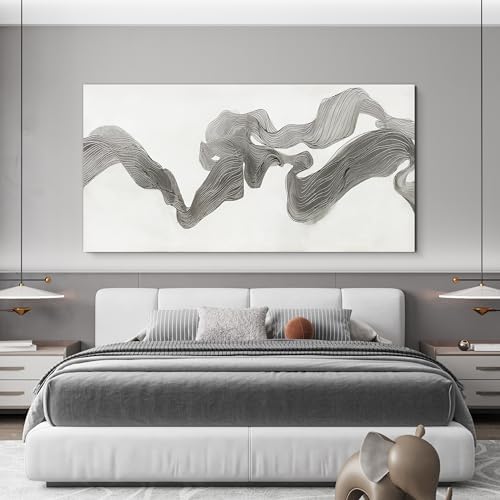 Abstract Wall Art Decor Large Modern Wall Art Decor Oversized Wall Art Pictures for Living Room Abstract Canvas Art Wall Decor Gray White Wall Art Prints Artwork for Walls Home Office Decor 29" X 58" - Image 2