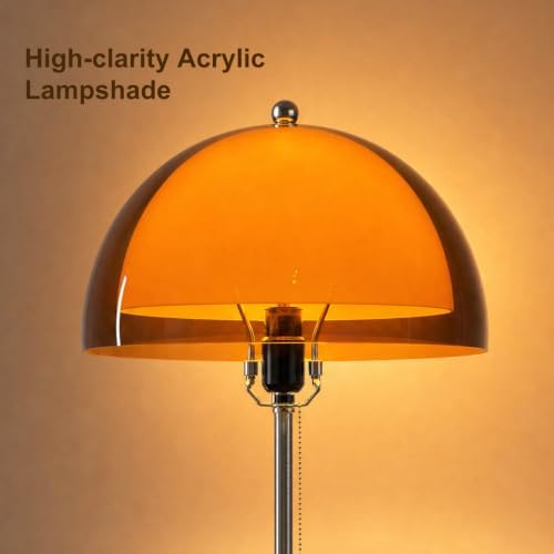Orange Mushroom Floor Lamp with Acylic Double Dome Lampshade forr Reading - Image 5