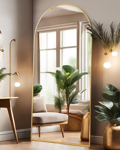 ITSRG Floor Mirror, Full Length Mirror with Stand, Arched Wall Mirror, 26"x68" Mirror Full Length, Gold Floor Mirror Freestanding, Wall Mounted Mirror for Bedroom Living Room, Gold - Image 2