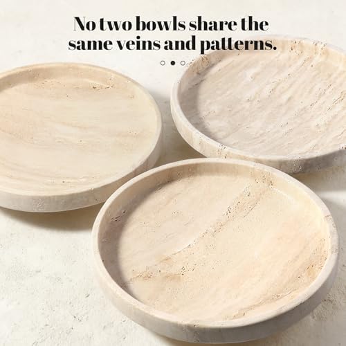 Koville Natural Italian Travertine Fruit Bowl for Kitchen Counter – 10" Decorative Stone Serving Decorative Bowl for Vegetables, Foods and Home Decor Centerpiece - Image 5