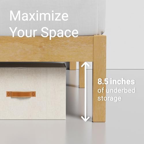 LIFEMENT Classic Wood Platform Bed Frame, Essential, Noise Free, Under Bed Storage, No Box Spring Needed, Easy Assembly (Natural, Queen (U.S. Standard)) - Image 3