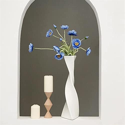 Decorative Vase Floor Vase Decoration Tall Ceramic Vase Modern Home Decors Twisted High Flower Vase for Shelf Home Decor Living Room Ceramic Vase Glass Vase Hydroponic Flower Vase ( Color : Type C Whi - Image 4