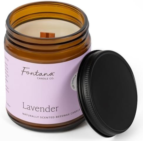 Fontana Candle Co Wood Wick Beeswax Candle, Lavender by FontanaCandleCo