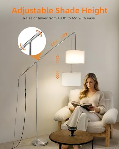 Arc Floor Lamp with Remote Control, LED Reading Light for Living Room - Image 2