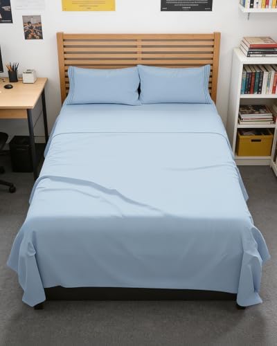Full XL Sheets - 4 Piece Full XL Sheet Set - Cool & Breathable - Light Blue by CGKUnlimited