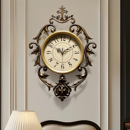 Vintage Wall Clocks Living Room,Elegant Retro Silent Wall Clock,Decorative Antique Victorian Wall Clocks Battery Operated for Bedroom Kitchen Entryway Office Decor 21"x15" by ElevateYourWalls