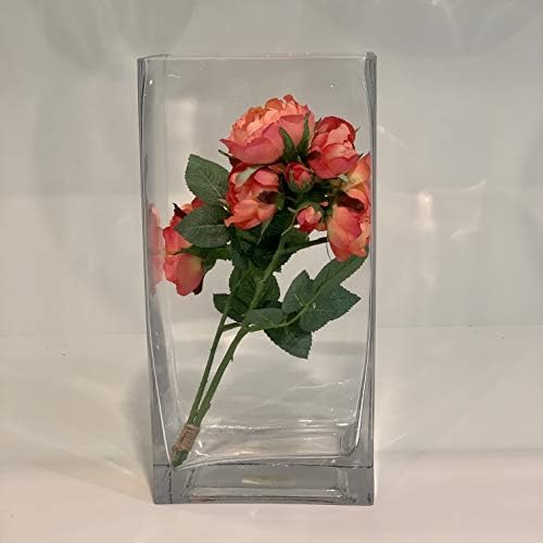 WGV Tall Rectangle Block Vase, Width 6", Length 2", Height 12", Clear Glass Floral Container Wedding Party Event Home Office Decor, 1 Piece - Image 6