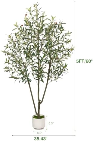 Artificial Olive Tree 5FT with Planter&Cotton Basket - Image 2
