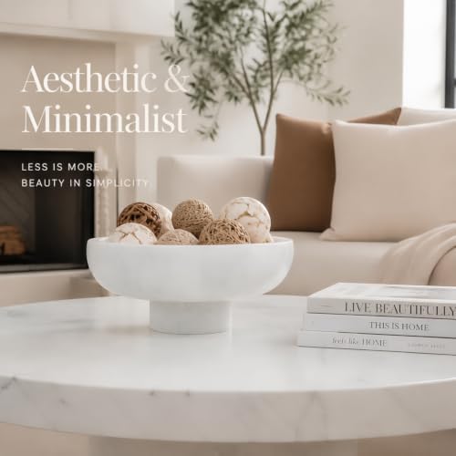 Koville Marble Pedestal Bowl, 7.4" Decorative Stone Bowl for Key Jewelry Entryway Table Catch alls, Aesthetic Modern Fruit Bowl for Kitchen Counter Home Coffee Table Decor Centerpiece(Grigio Fantasy) - Image 7