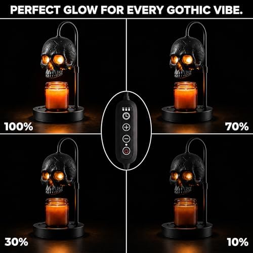Skull Candle Warmer Lamp with Timer & Dimmer, Black Gothic Candle Warmer - Image 3