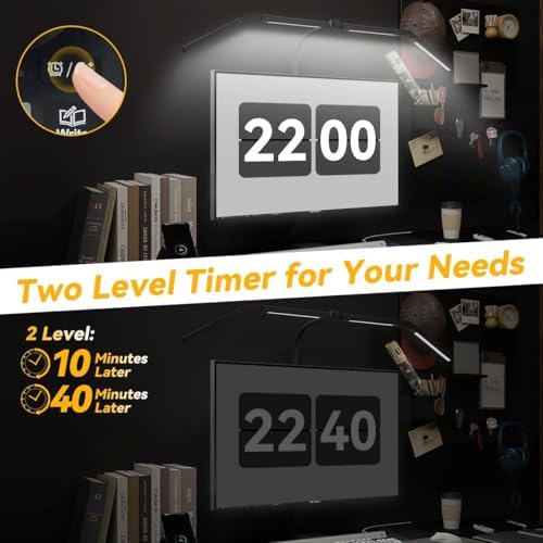Adjustable LED Desk Lamp with Clamp & Remote, Wide 4-Head - Image 5
