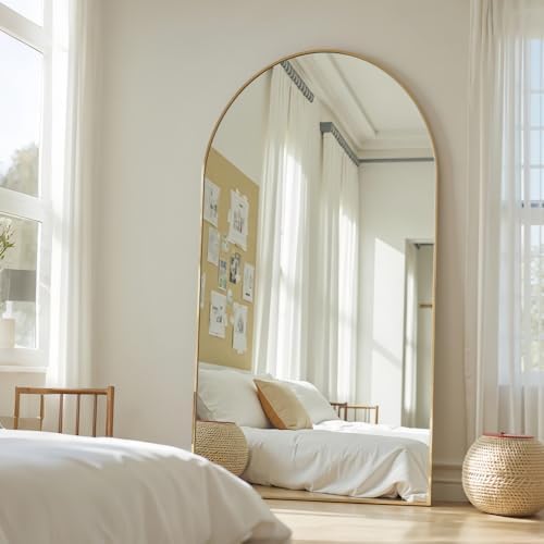 Dewfig Arched Full Length Mirror, 76"x34" Large Floor Mirror, Gold - Image 2