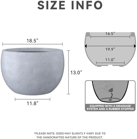 Kante Large Round Bowl Blue Gray Concrete Planter 20" Dia, Outdoor - Image 2
