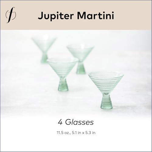 Fortessa Jupiter Beaded Hobnail Glass, 11.5 Ounce Martini (Set of 4), Sage Green - Image 5