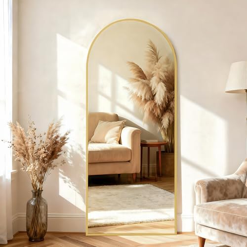 BEAUTYPEAK 65" x 24" Arch Full-Length Mirror with Stand, Gold by BEAUTYPEAK
