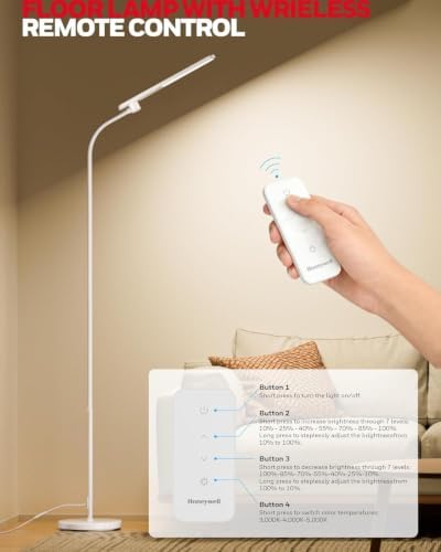 Honeywell LED Floor Lamp Dimmable Gooseneck Reading Living Room Bedroom 77" - Image 5