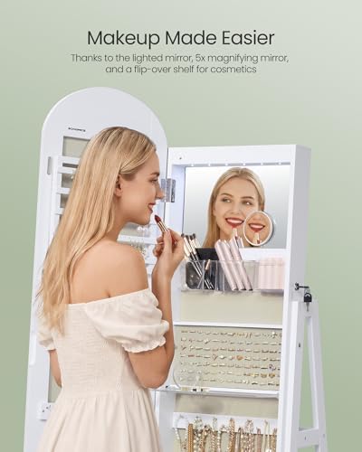 SONGMICS 360° Swivel Jewelry Cabinet, Full-Length Arched Mirror - Image 4