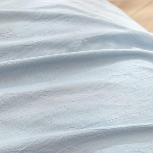 BESTOUCH Cotton Solid Duvet Cover Set Cornflower Blue Alaska King - Image 6