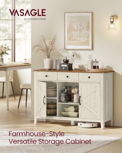 VASAGLE Buffet Cabinet, Coffee Bar with 3 Drawers, Adjustable Shelf - Image 3