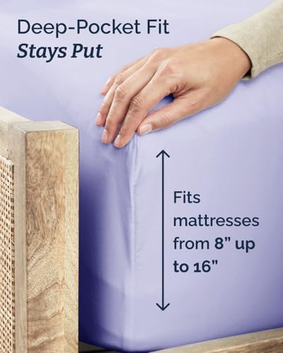 Twin XL 3 Piece Sheet Set - College Dorm Room Essentials - Lavender - Image 4