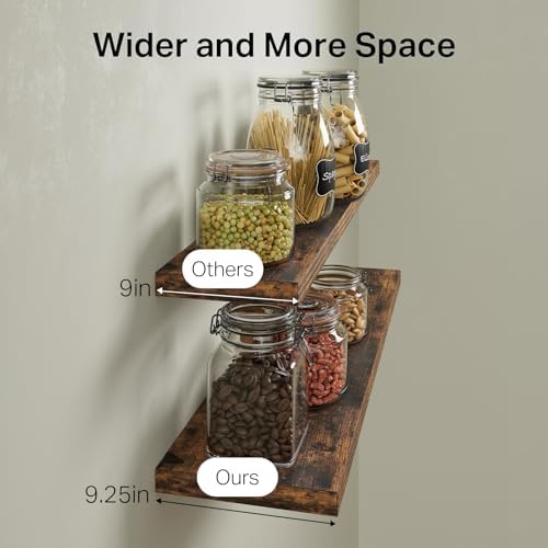 BAYKA Floating Shelves for Wall, 36 inches Wall Mounted Rustic Wood Shelves for Bathroom, Bedroom, Living Room, for Storage/Decor with 30lbs Capacity（Rustic Brown,Set of 3 - Image 6