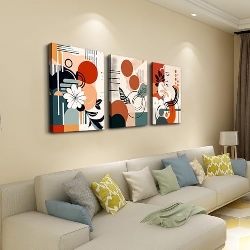 MHARTK66 Canvas Wall Art For Bedroom & Living Room - Boho & Vintage Flowers Wall Painting - Abstract Art - Ready To Hang - Framed Wall Pictures - 3 Panels - Image 2