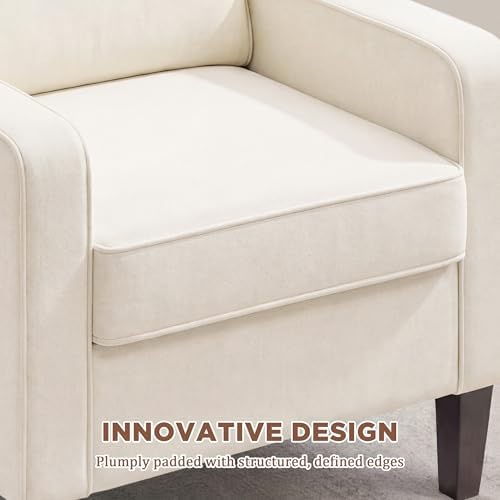 Weture Mid-Century Accent Chair, Beige Armchair Living Room Chairs - Image 3
