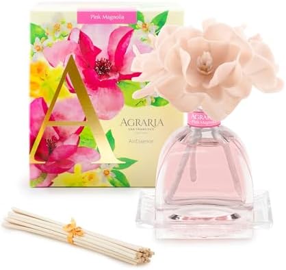 Agraria AirEssence Flower and Reed Diffuser Set, Hand Crafted Sola Flower Botanical Home Fragrance Diffuser, Pink Magnolia Home Decor for Living Room, Bedroom and More by Unknown