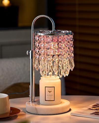 Candle Warmer Lamp with Timer Dimmer and 3 Bulbs, Candle Lamp Warmer with RGB Mode for Adjustable Height, Crystal Candle Lamp for Jar Candles, House Warming Gifts Home Room Decor, RGB Silver by Newswell