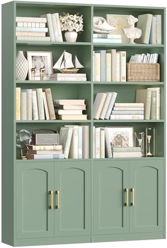 FACBOTALL Bookshelf and Bookcase with Doors, Double Wide Large Bookshelves by FACBOTALL
