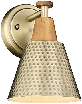 FEMILA 1-Light Vintage Wall Sconces, Antique Brass Industrial Sconces Wall Lighting, Single Bathroom Vanity Light Fixtures Wall Mount Lamp, Hammered Metal Shade,4FG59B BG by FEMILA