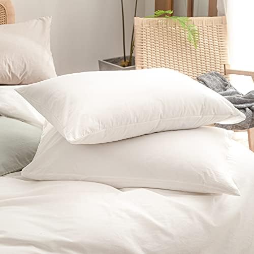 BESTOUCH Cotton Solid Duvet Cover Set Linen Feel Off White Super Queen - Image 7