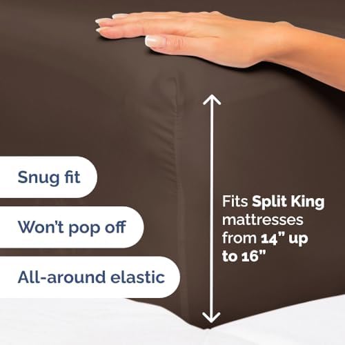 Flex Top Split Head King 4 Piece Sheet Set - Ultra-Soft, Breathable - Brown - Image 5