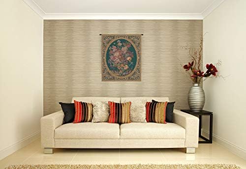 Decorative Floral in Vase Green Tapestry Wall Hanging 30 x 25 in - Image 5