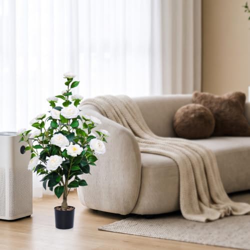 2 Pack Artificial Camellia Trees with Potted (White Flowers) - Image 5