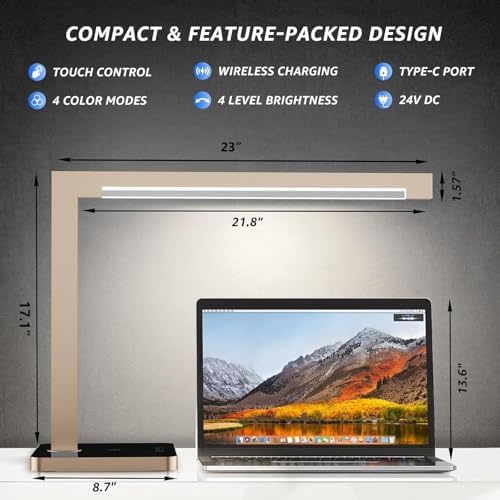 2-Pack Aluminum Desk Lamp with Charging Station,15W Table Lamp - Image 5