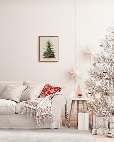 InSimSea Framed Wall Art, Vintage Christmas Pine Tree Winter Decor, 12x16In - Image 3