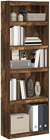 Furinno Jaya 5-Tier Book Shelf, Open Shelf Bookshelf, Amber Oak by Furinno-FitsYourSpaceFitsYourBudget