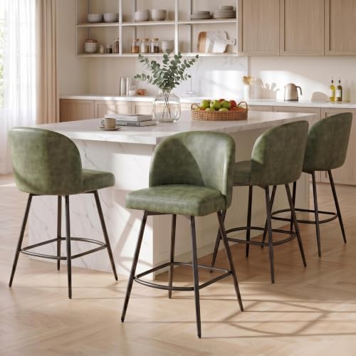 Garvee 26'' Bar Stools Set of 4, Counter Stools with Back & Thick Cushion by Garvee
