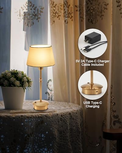 UMEXUS 2 Pack Small Cordless Rechargeable Table Lamp, Battery Operated Lamp - Image 5