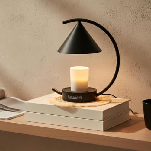 Japandi Moon Arc Candle & Wax Warmer Gift Set, Tsukimi Inspired by BambooLife
