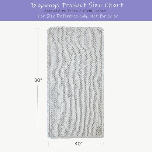 Bigacogo Chunky Knit Throw Blanket for Couch, 40x80 inches, Mint - Image 2