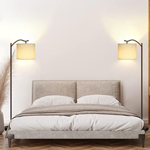 BoostArea Modern LED Arched Floor Lamp with Natural Linen Shade, 3 Brightness Levels, E26 Socket, Footswitch, 63-inch Tall, White - Image 6
