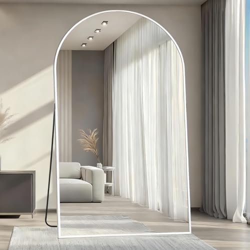 Dewfig Arched Full Length Mirror, 81"x41" Large Floor Mirror, White - Image 2