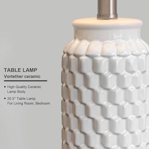 20.5" Small Bedside Lamps Set of 2, White Ceramic Nightstand Lamp - Image 5