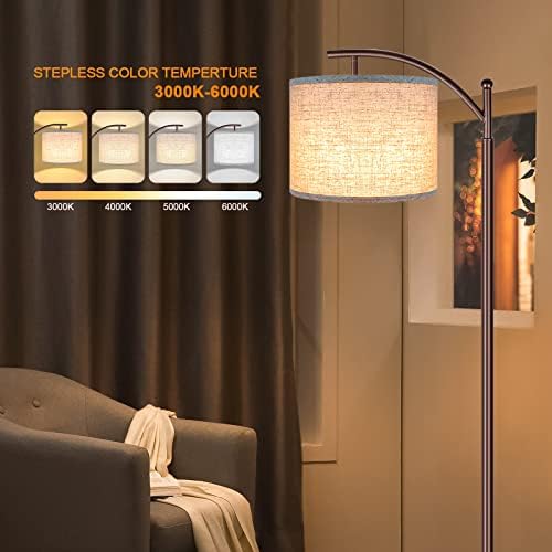 Floor Lamp for Living Room, 4 Color Temperature LED Floor Lamp with Remote Control & Foot Switch, LED Bulb Included, Modern Standing Lamp for Bedroom, Study Room, Office - Oil Rubbed Bronze - Image 2
