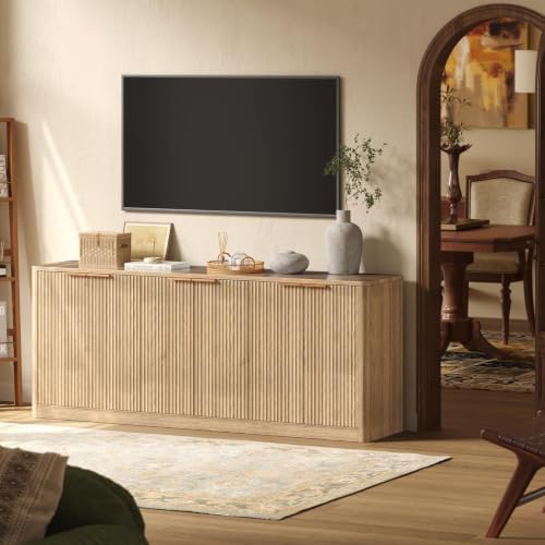 Evermagin 67" Fluted Oak Buffet Cabinet with Storage - Image 4