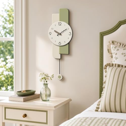 Modern Minimalist Pendulum Wall Clocks For Living Room Decor,9*24in,Sage - Image 2